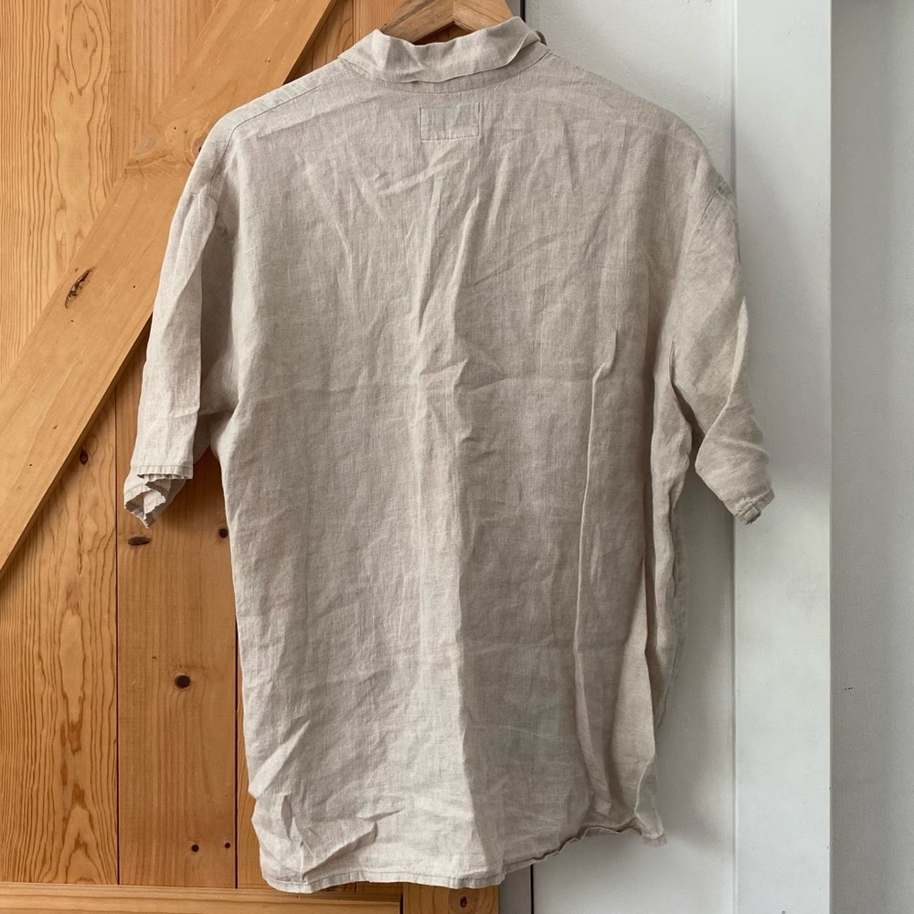 Flax By Jeanne Engelhart Neutral Linen Button Down Top - Picture 3 of 3